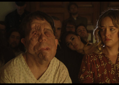 Adam Pearson and Jess Weixler in a scene from <i>Chained for Life</i>, courtesy Kino Lorber