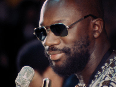 Isaac Hayes in a scene from <i>Nationtime</i>, courtesy Kino Lorber