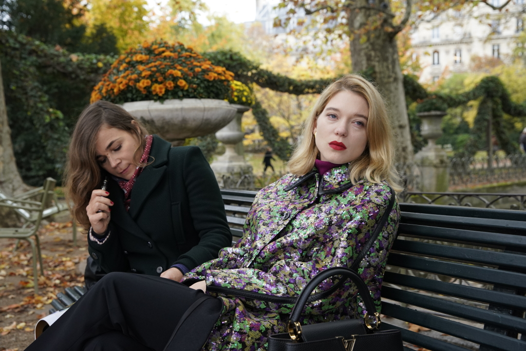 Blanche Gardin and Léa Seydoux in a scene from France, photo by R. Arpajou, courtesy Kino Lorber