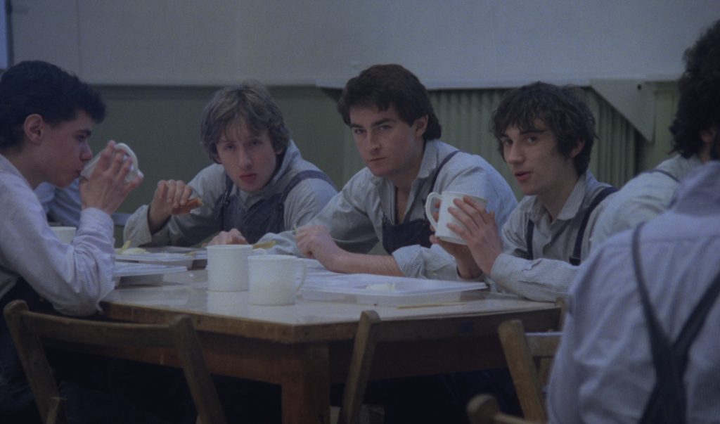 John Blundell (center) as the cruel Pongo, with Ray Burdis (Eckersley) and Phil Daniels (Richards) in Alan Clarke's SCUM