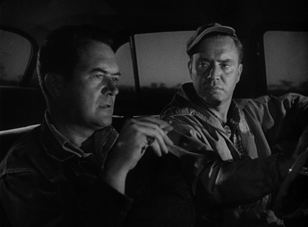 Frank Lovejoy and Edmund O'Brien star as two good friends whose fishing expedition goes awry when they encounter THE HITCH-HIKER, directed by Ida Lupino.