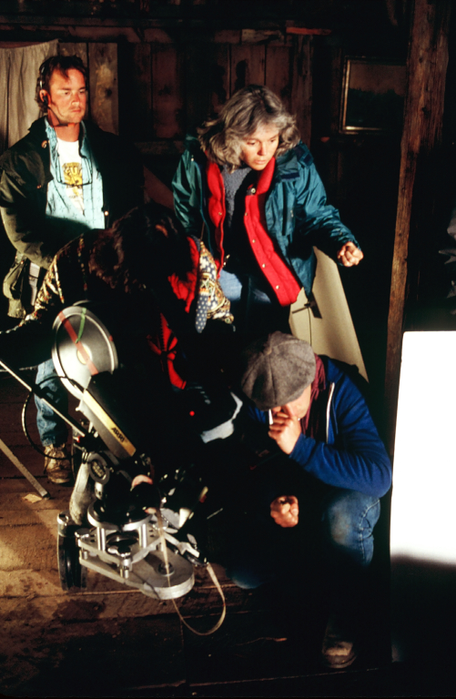 Director Nancy Kelly sets up a shot for THOUSAND PIECES OF GOLD.